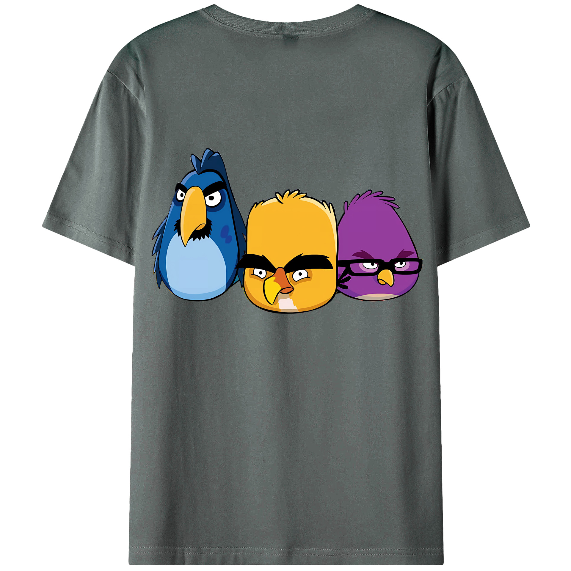 （画像用） Angry Birds アングリーバード 綿100％ メンズ半袖Tシャツ（バックプリント） 通気性